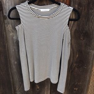 Lush ribbed stripped shoulder cut out top